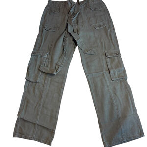 Utility Cargo Pants 2XL Women Olive Green Belted Pockets Military Streetwear NWT